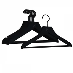 Lot de 20 cintres 32 cm pour vêtements enfant premium avec crochet pivotant à 360 degrés - Noir - Vivezen