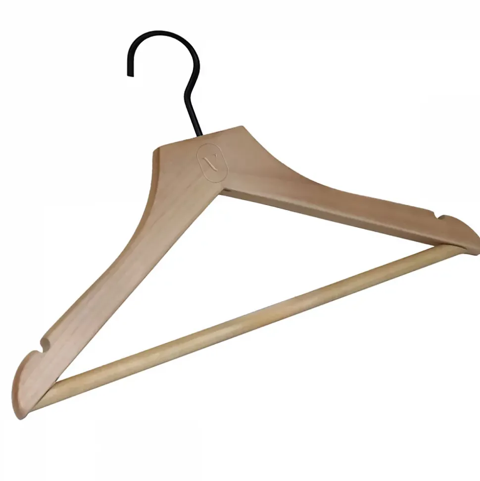 Lot de 10 cintres 32 cm pour vêtements enfant premium avec crochet pivotant à 360 degrés - Bois clair - Vivezen