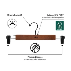Lot de 2 cintres à pinces en bois foncé - Marron tonka- 5five