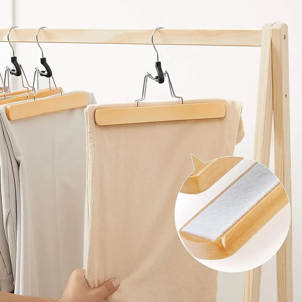 Lot de 12 cintres antidérapants avec pinces pour pantalons - L25 x H17 cm
