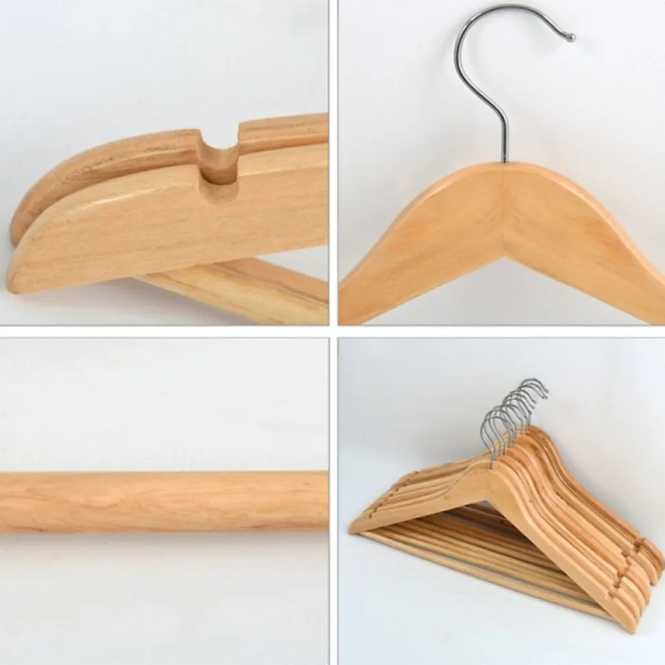 Lot de 36 cintres en bois à Tête en métal chromé pivotante MSV