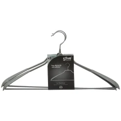 Lot de 2 Cintres en Métal & PVC 44cm Gris