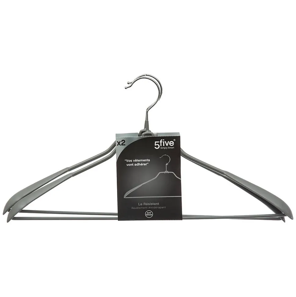Lot de 2 Cintres en Métal & PVC 44cm Gris