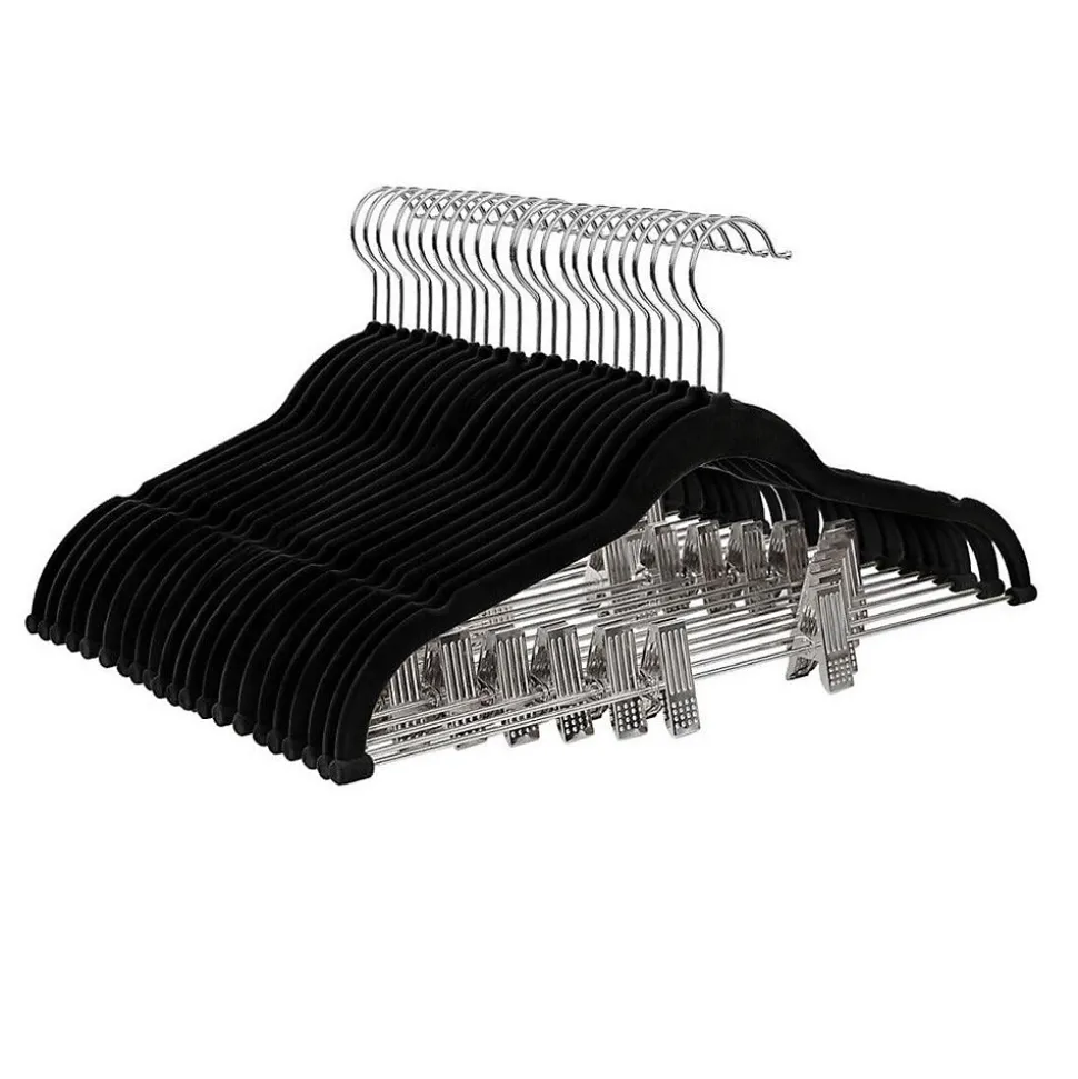 Lot de 12 cintres en velours noir Helloshop26