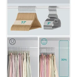 Lot de 20 Cintres Multifonctions en Plastique Gris