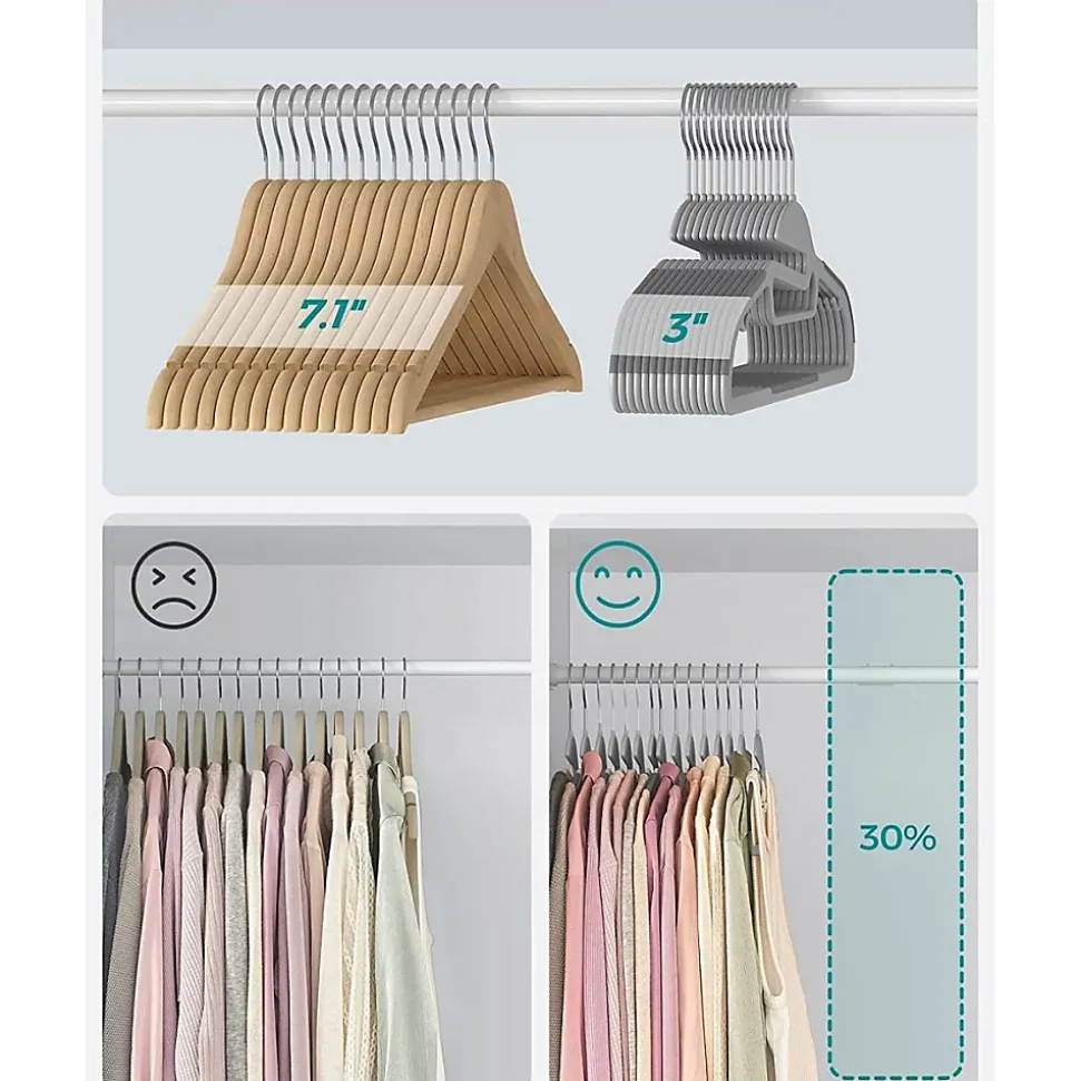 Lot de 20 Cintres Multifonctions en Plastique Gris