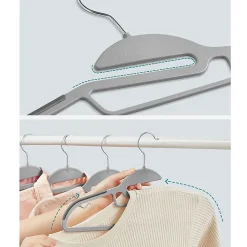 Lot de 20 Cintres Multifonctions en Plastique Gris