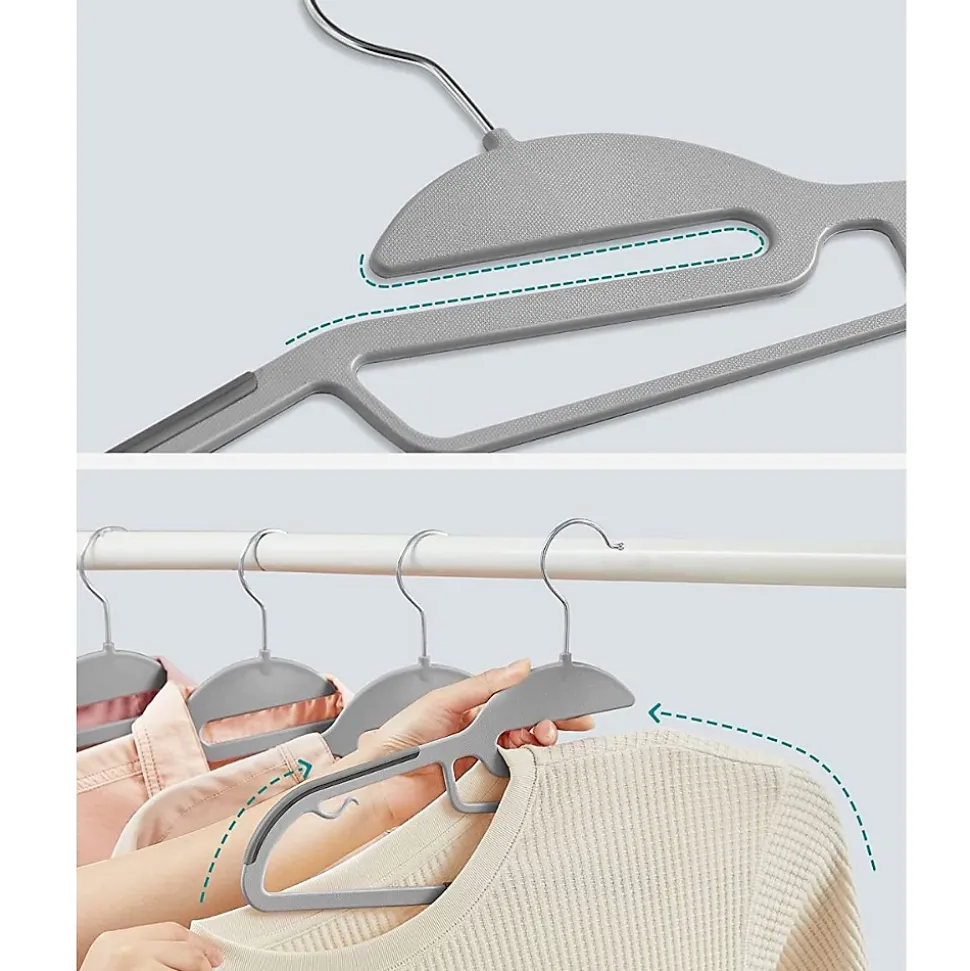 Lot de 20 Cintres Multifonctions en Plastique Gris