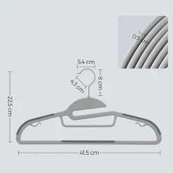 Lot de 20 Cintres Multifonctions en Plastique Gris