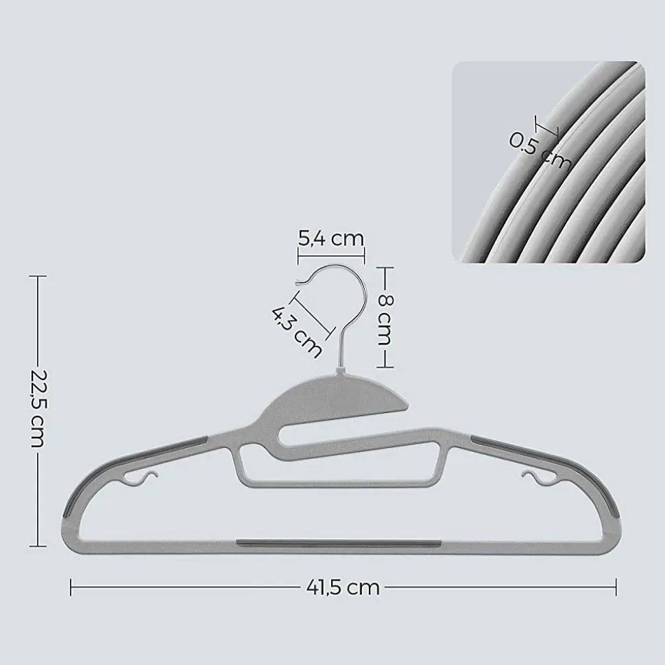 Lot de 20 Cintres Multifonctions en Plastique Gris