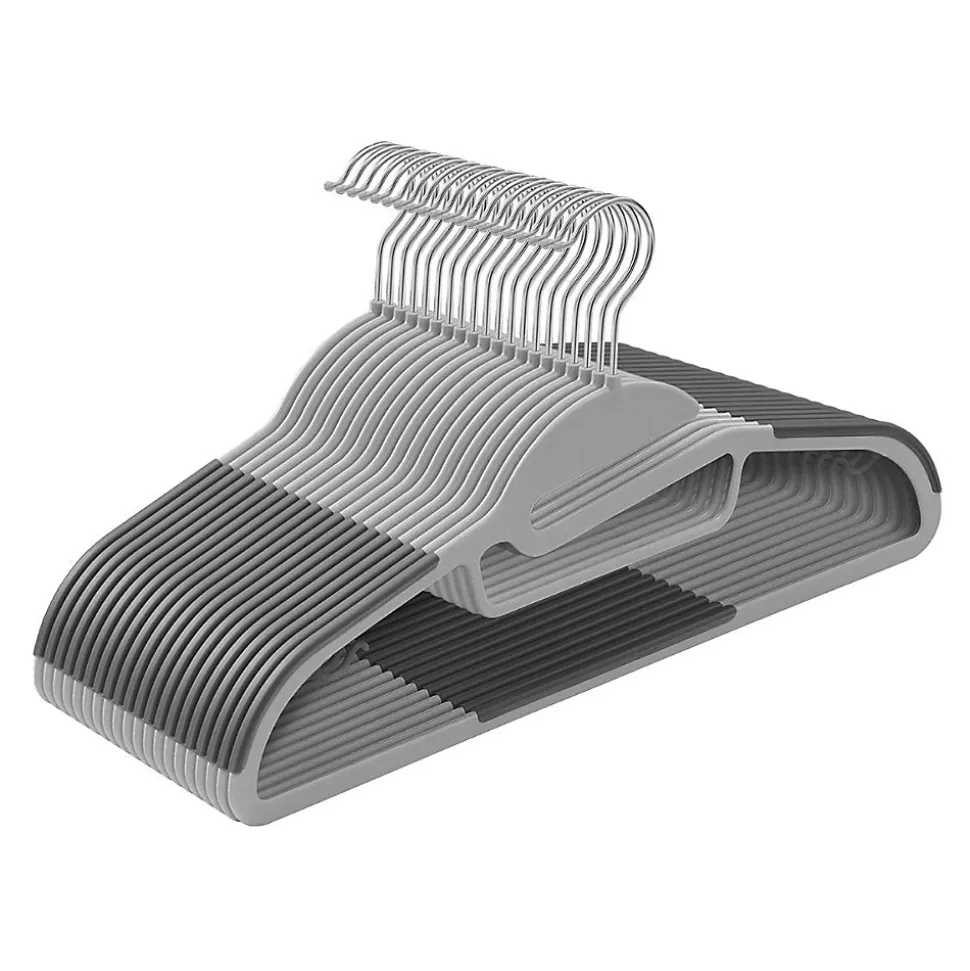 Lot de 20 Cintres Multifonctions en Plastique Gris