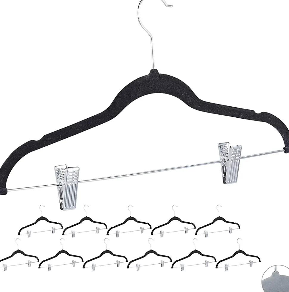 Lot de 12 cintres pinces en noir Helloshop26