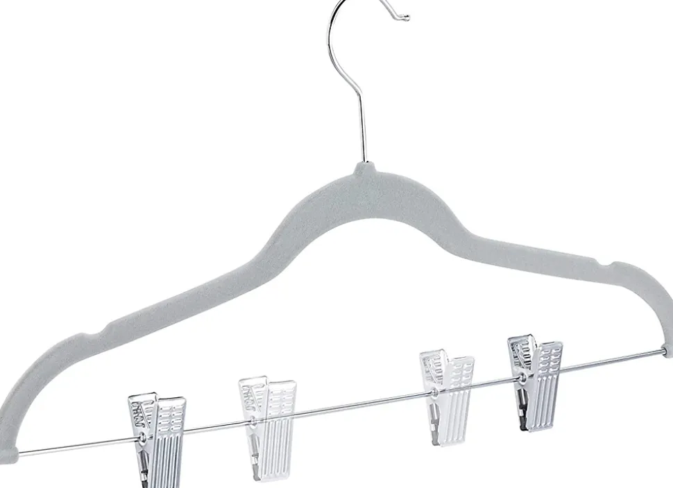 Lot de 12 cintres pinces en gris Helloshop26