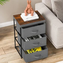 Lot de 2 Commodes de Rangement 3 Tiroirs, avec Tiroirs en Tissu, avec Tiroirs Amovibles et Pliables (30P x 40l x 62H cm)