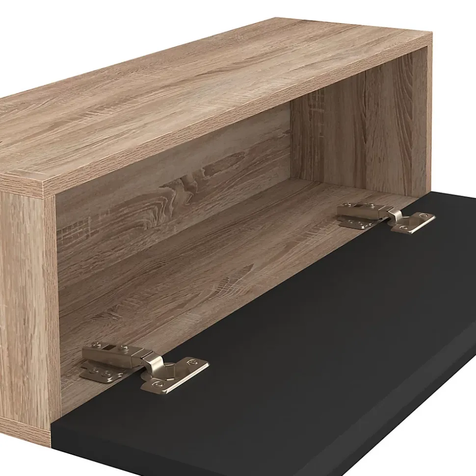 Lot de 2 consoles suspendues étagères murales ELYOS 1 porte bois et noir