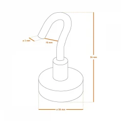 Lot de 5 crochets magnétiques anti-rouille diamètre 3 mm - KN20 - Chromé - Linxor