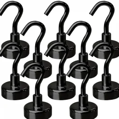 Lot de 10 crochets magnétiques anti-rouille diamètre 3 mm - KN20 - Noir - Linxor