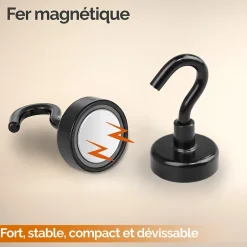 Lot de 5 crochets magnétiques - KN16 - Noir