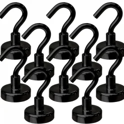 Lot de 10 crochets magnétiques anti-rouille diamètre 4 mm - KN25 - Noir - Linxor