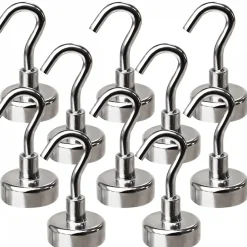 Lot de 10 crochets magnétiques anti-rouille diamètre 3 mm - KN20 - Chromé - Linxor