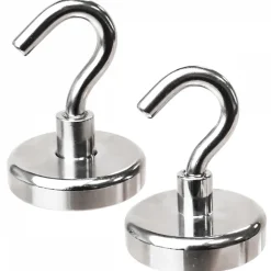 Lot de 2 crochets magnétiques anti-rouille diamètre 4mm - KN36 - Chromé - Linxor