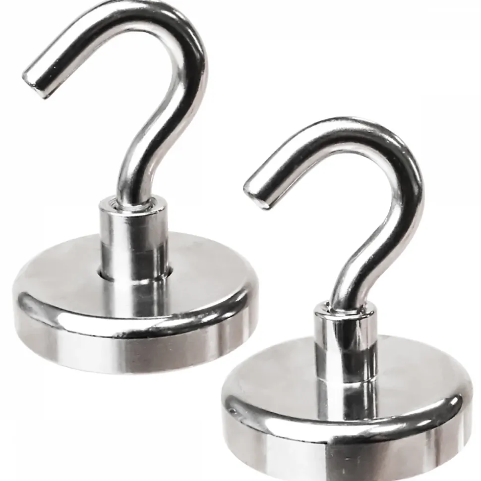 Lot de 2 crochets magnétiques anti-rouille diamètre 4mm - KN36 - Chromé - Linxor