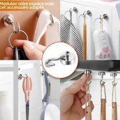 Lot de 10 crochets magnétiques anti-rouille diamètre 3 mm - KN16 - Chromé - Linxor