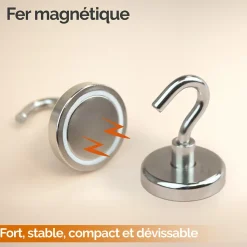Lot de 10 crochets magnétiques anti-rouille diamètre 3 mm - KN16 - Chromé - Linxor