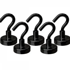 Lot de 5 crochets magnétiques anti-rouille diamètre 4 mm - KN25 - Noir - Linxor