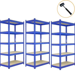 Lot de 3 Etagères Bleues en Acier 120 x 50 x 180cm - Q-Rax
