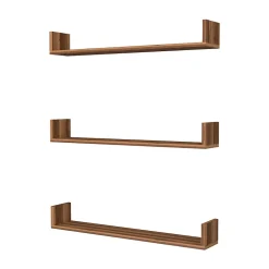 Lot de 3 Etagères murales Höganäs 12 x 90 x 15 cm effet noyer en.casa