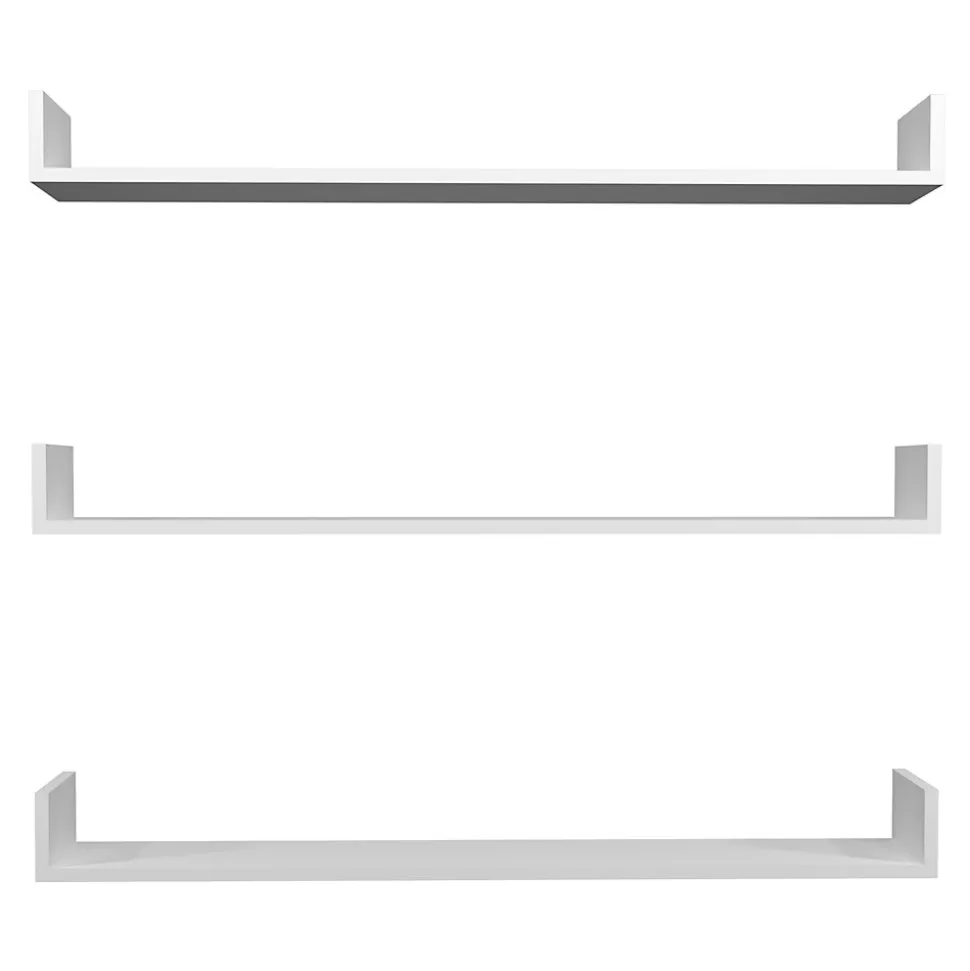 Lot de 3 Etagères murales Höganäs 12 x 120 x 15 cm blanc en.casa