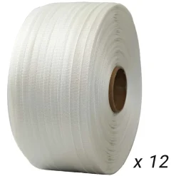 Lot de 12 Feuillards de cerclage tressés 19 mm x 500 m dont 2 OFFERTS - Feuillard Haute Résistance 750kg - TECPLAST LFT2