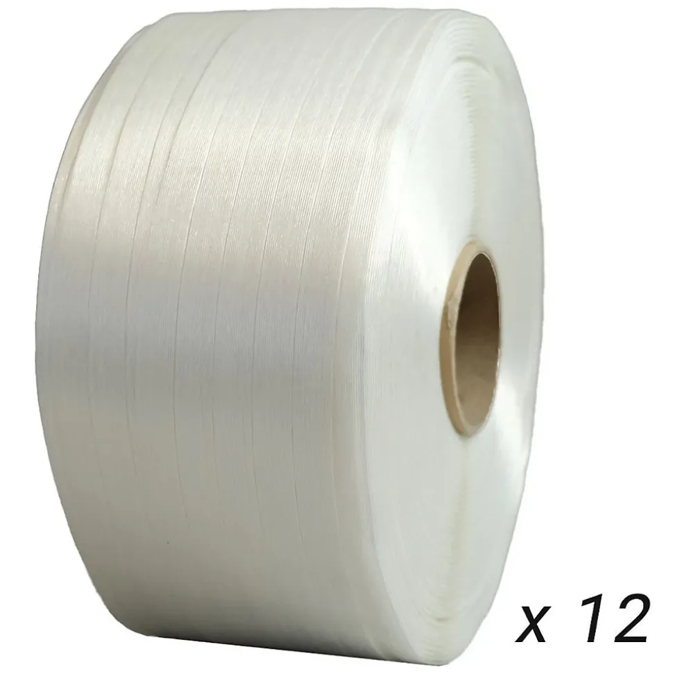 Lot de 12 Feuillards de cerclage fil à fil 19 mm x 600 m dont 2 OFFERTS - Feuillard Haute Résistance 550kg - TECPLAST LFF2