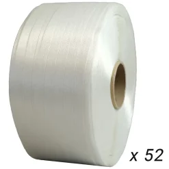 Lot de 52 Feuillards de cerclage fil à fil 19 mm x 600 m dont 12 OFFERTS - Feuillard Haute Résistance 550kg - TECPLAST LFF5