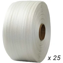 Lot de 25 Feuillards de cerclage tressés 16 mm x 850 m dont 5 OFFERTS - Feuillard Haute Résistance 450kg - TECPLAST LFT3