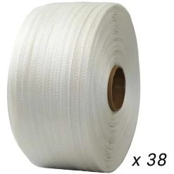 Lot de 38 Feuillards de cerclage tressés 16 mm x 850 m dont 8 OFFERTS - Feuillard Haute Résistance 450kg - TECPLAST LFT4