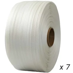 Lot de 7 Feuillards de cerclage tressés 13 mm x 1100 m dont 1 OFFERT - Feuillard Haute Résistance 350kg - TECPLAST LFT1