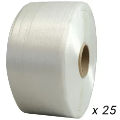 Lot de 25 Feuillards de cerclage fil à fil 13 mm x 1100 m dont 5 OFFERTS - Feuillard Haute Résistance 375kg - TECPLAST LFF3