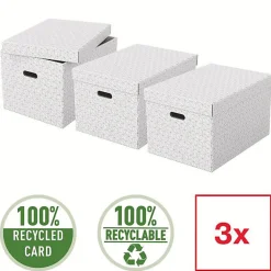Lot de 3 grandes boîtes en carton élégantes Home L - Blanc