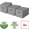Lot de 3 grandes boîtes en carton élégantes Home L - Gris