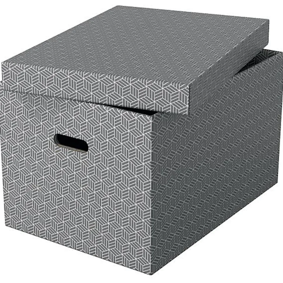 Lot de 3 grandes boîtes en carton élégantes Home L - Gris