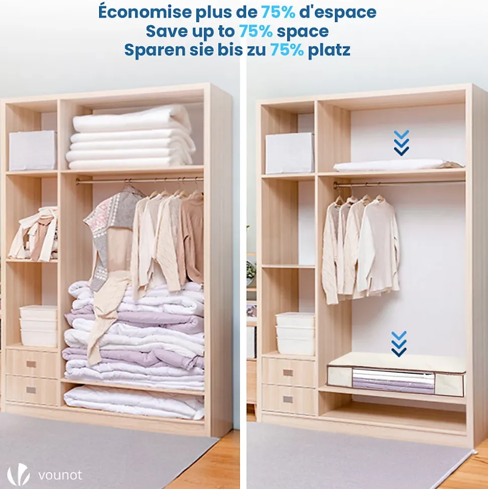 Lot de 5 Housses de rangement sous vide sous lit VOUNOT