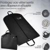 Lot de 6 housses pour vêtements à suspendre, premium pliable avec fenêtre transparente - 60 x 120 cm - Noir - Vivezen