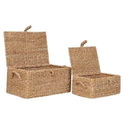 Lot de 2 Paniers Décoratifs de Rangement Bogra, Marron, Herbe de Mer, 28x40x20 cm, Seven Design