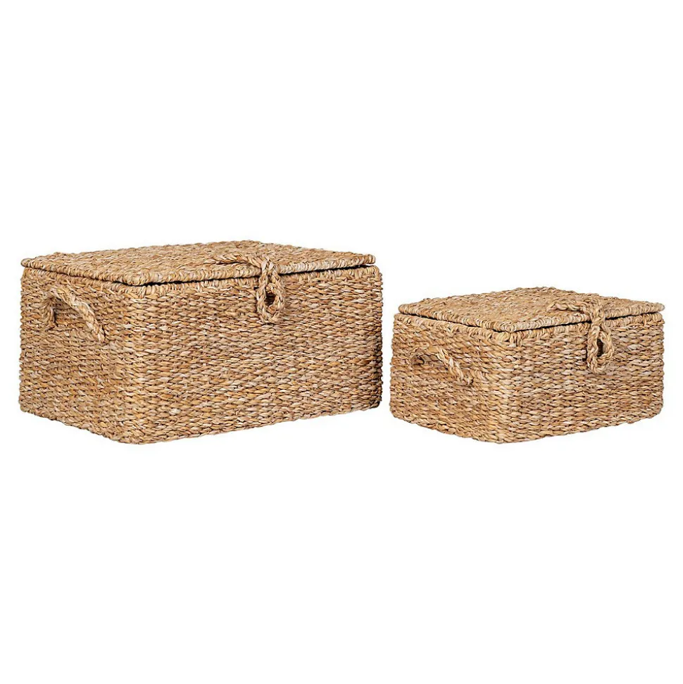 Lot de 2 Paniers Décoratifs de Rangement Bogra, Marron, Herbe de Mer, 28x40x20 cm, Seven Design