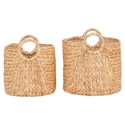 Lot de 2 Paniers Décoratifs de Rangement Passo, Marron, Jacinthe d'Eau, 35x35x37 cm, Seven Design