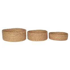 Lot de 3 Paniers Décoratifs de Rangement Batam, Marron, Herbe de Mer, 25x25x10 cm, Seven Design