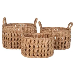Lot de 3 Paniers Décoratifs de Rangement Balerma, Marron, Jacinthe d'Eau, 36x46x30 cm, Seven Design