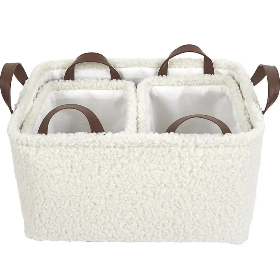 Lot de 3 paniers de rangement en bouclette
